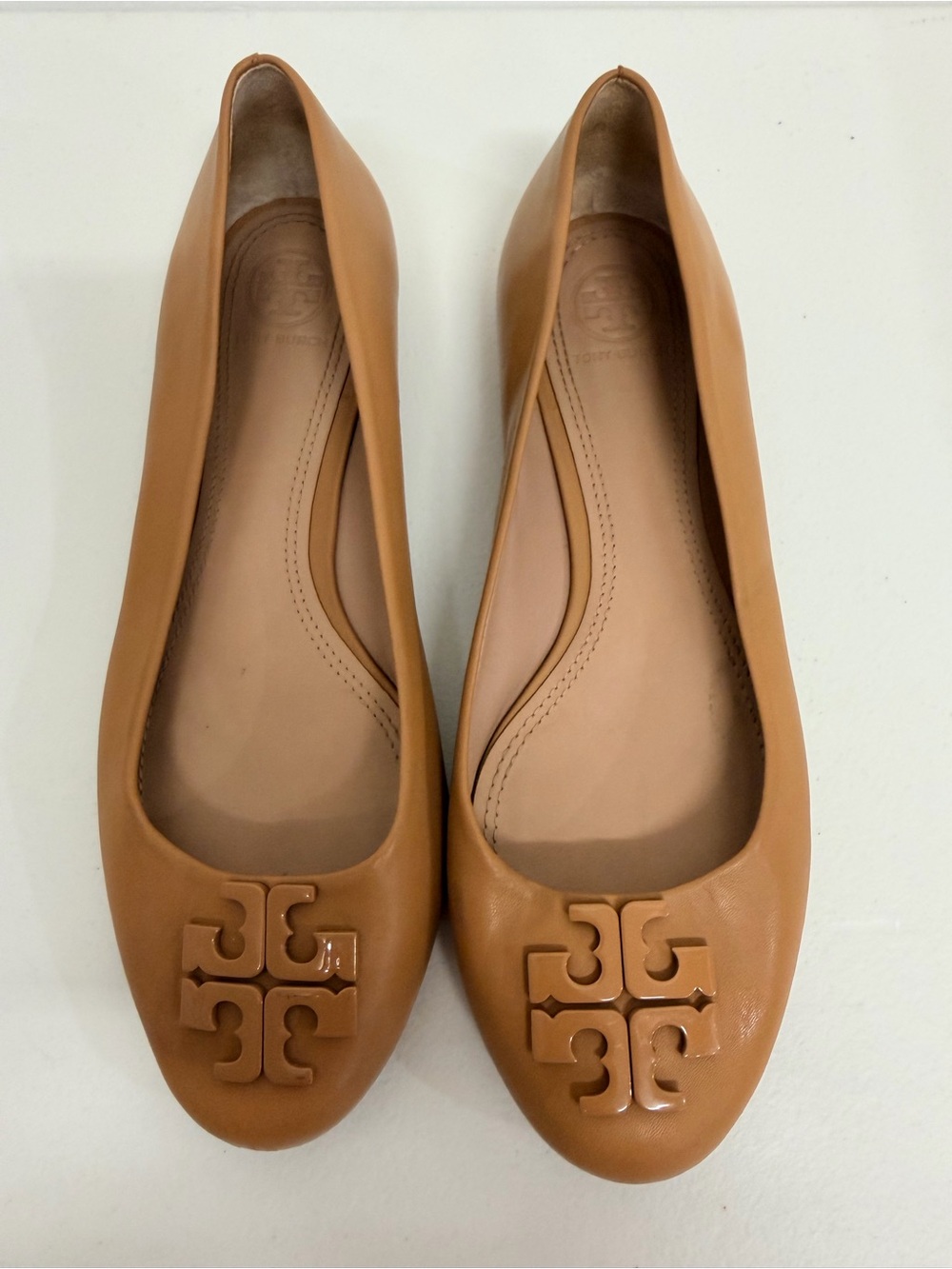 Tory Burch "Melinda" Powder Coated Leather Ballet Flats